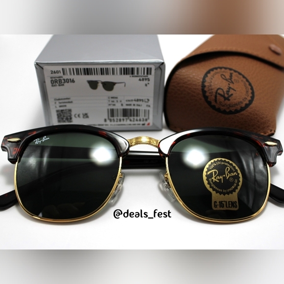 Model Display Ray-Ban Clubmaster Green G15 RB3016 Tortoise - Picture 15 of 17